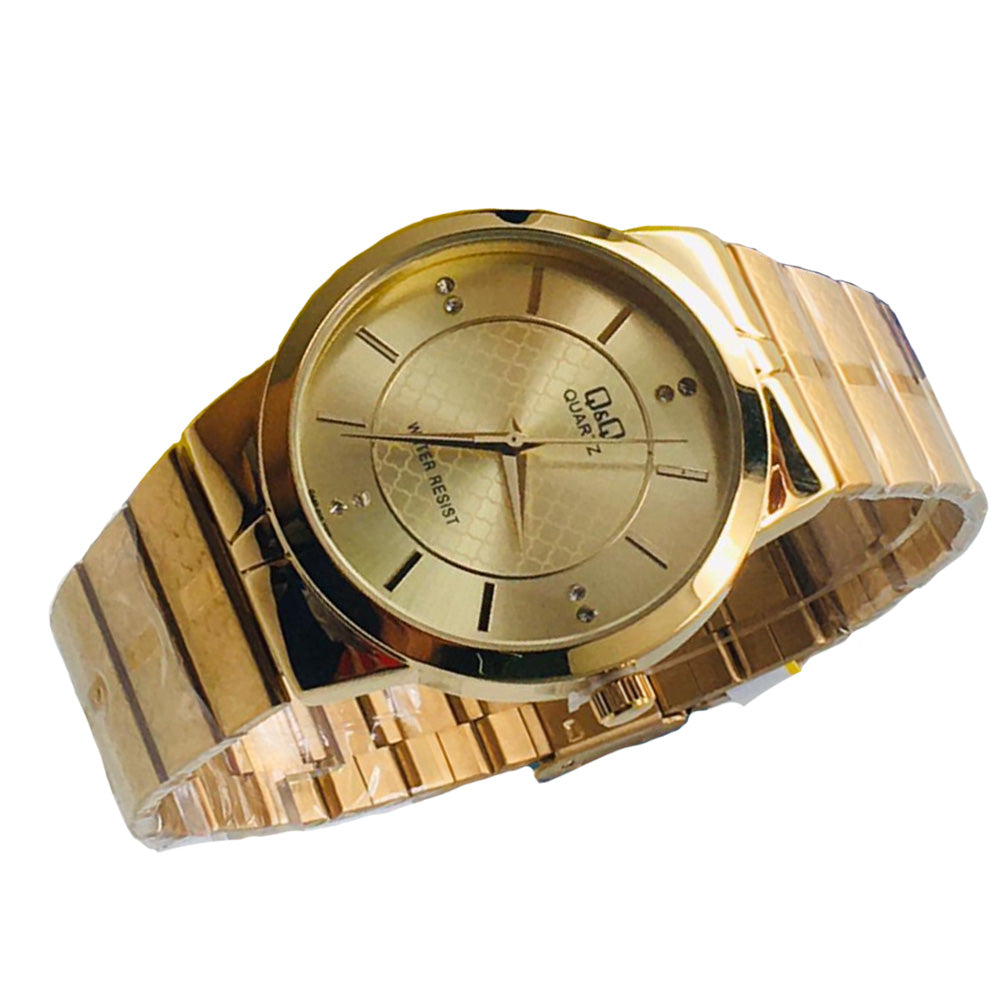 Reloj Quarzo Dama Tablero Gravado Dorado