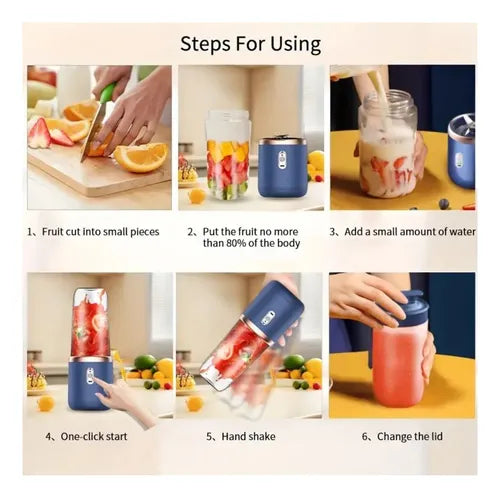 Licuadora Portatil Doble Vaso Recargable