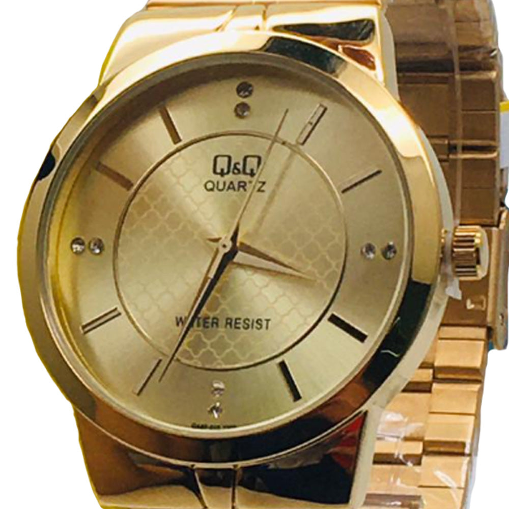 Reloj Quarzo Dama Tablero Gravado Dorado